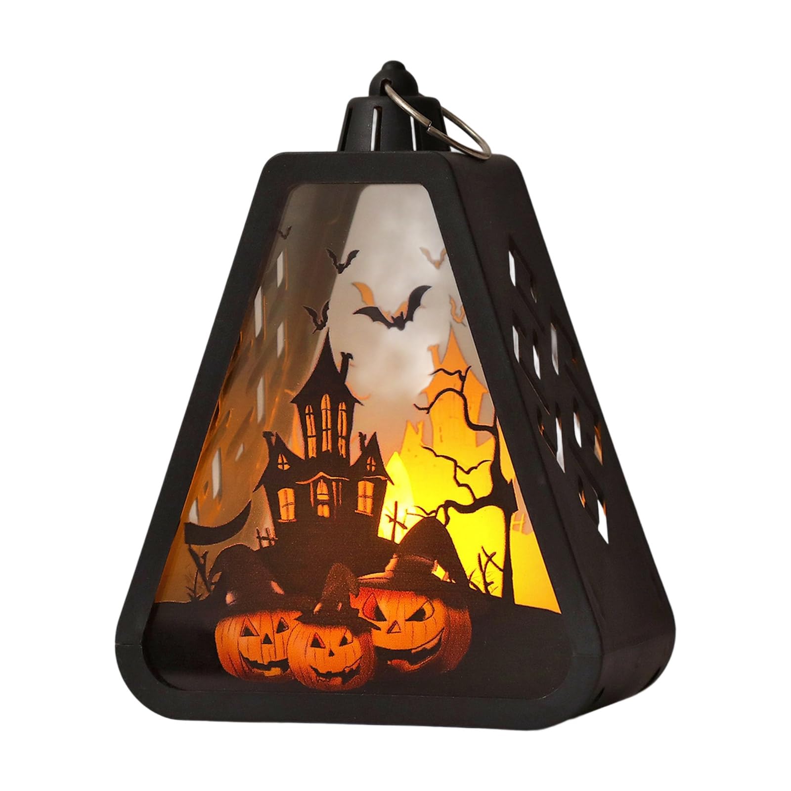 Jazuaiao Halloween Hanging Craft Light Ornament Witch Pumpkin Castles Pattern Handheld Lamp Festives Decoration Accessories Glass Hanging Lamp Ornament