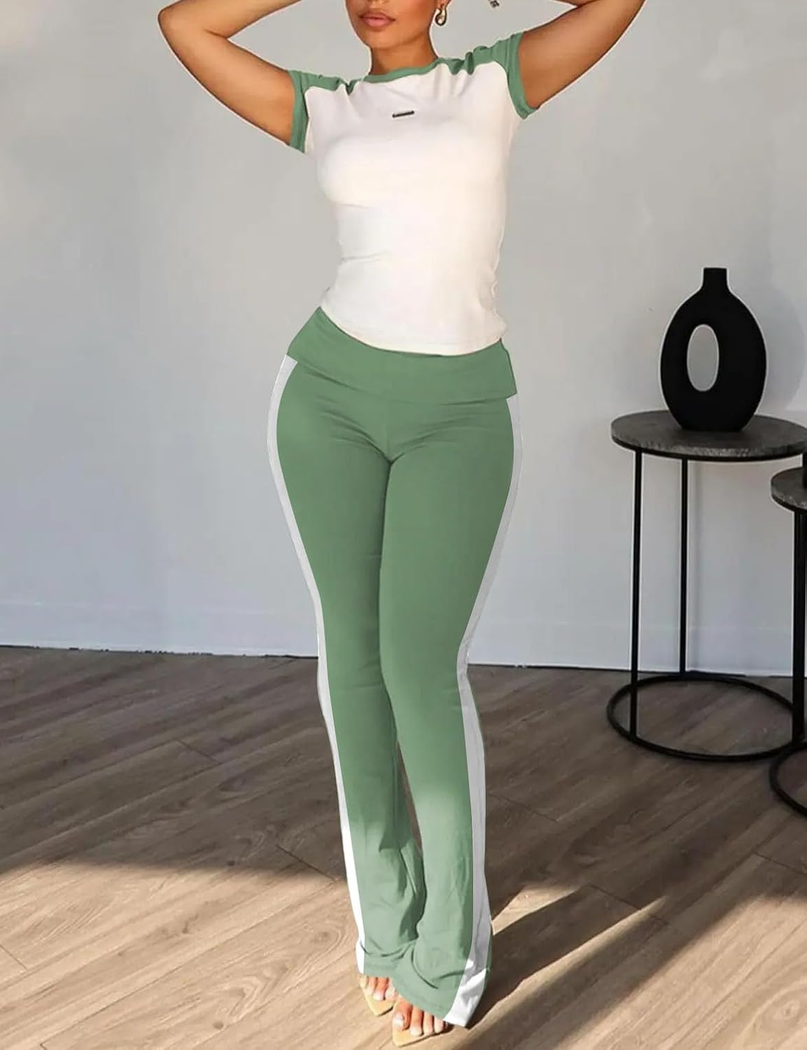 Nimsruc Women 2 Piece Outfits Short Sleeve Comfy Lounge Sets - Image 4