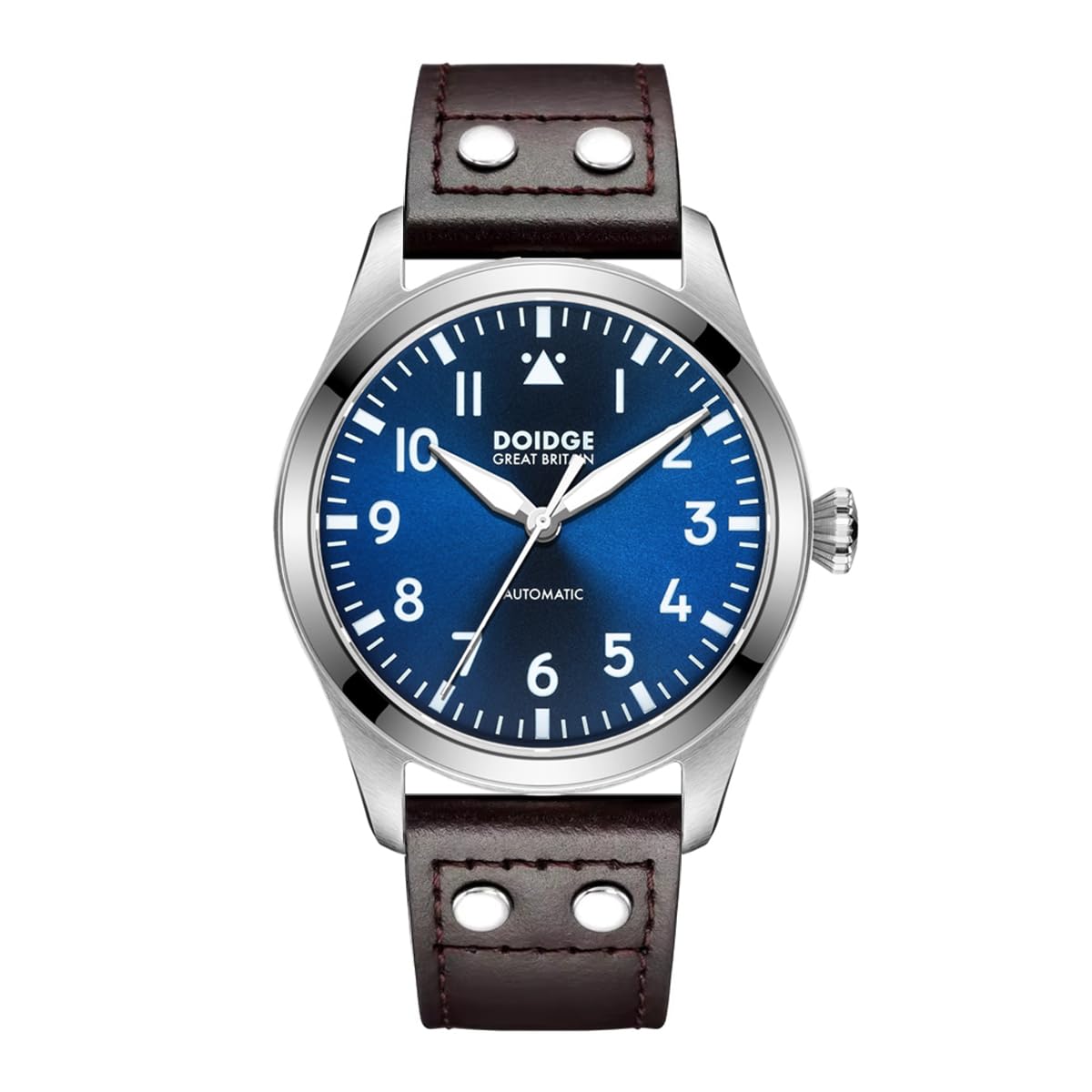 Boyarca Big Pilot Watch Japan NH35 Automatikwerk Flieger Mechanische Herren Armbanduhr Saphirglas Edelstahlgehäuse Echtes Lederband Leuchtend Wasserdicht Uhren