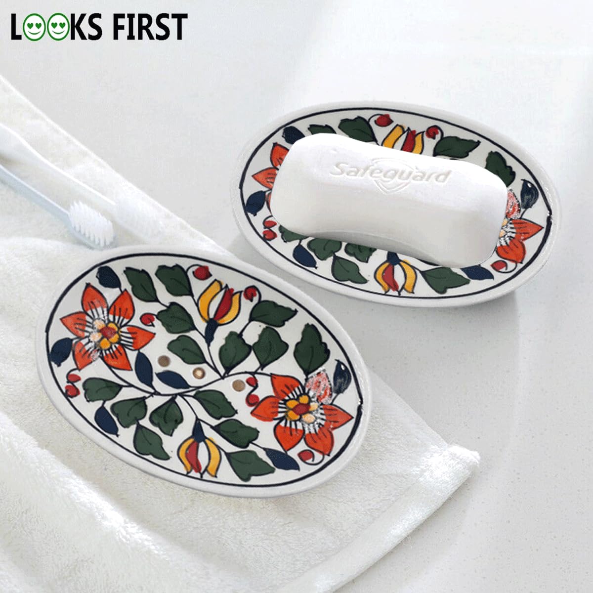 LOOKS FIRST soap Holder for Kitchen Sink | soap Holder for Bathroom | soap Stand for Bathroom | Soap case | Ceramic soap Dish Holder for Bathroom | - Image 8 thumbnail