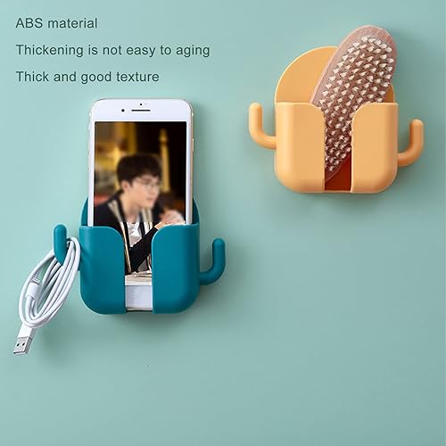 Miniatura 7 de CHICIRIS Soporte de teléfono para montaje en pared, soporte autoadhesivo para teléfono de pared, soporte organizador de teléfono de carga con