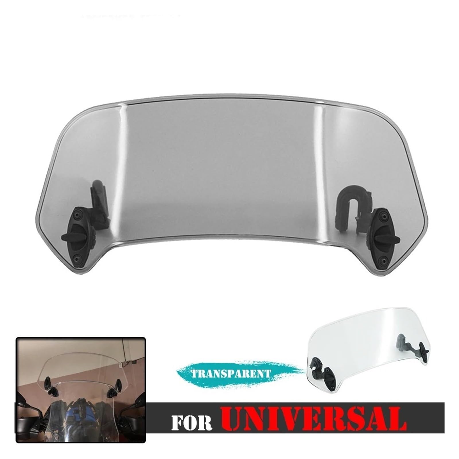 Windscherm Voor CanAm Voor Spyder F3-S F3T Universele Motorfiets Voorruit Extension Verstelbare Spoiler Klem-Op Voorruit Deflector Voorruit (Kleur : HD Vision Clean