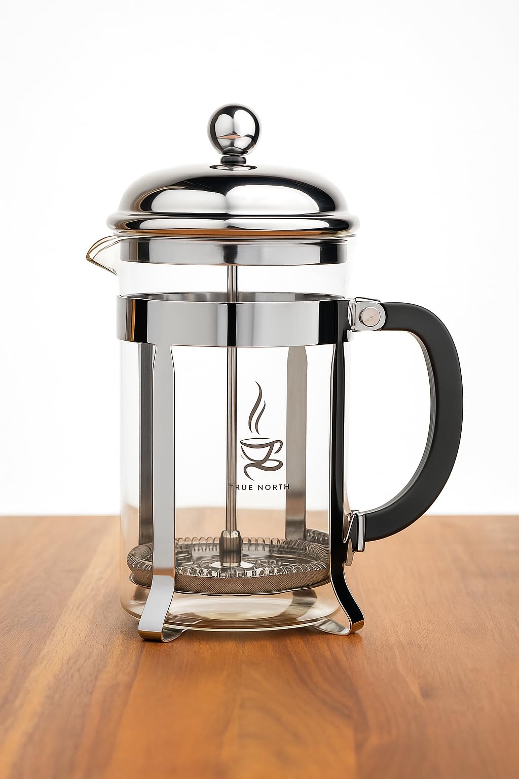 French Coffee Press & Tea Maker Infuser, 6 Coffee Cups, unique Filter Screen, Chrome glass pot