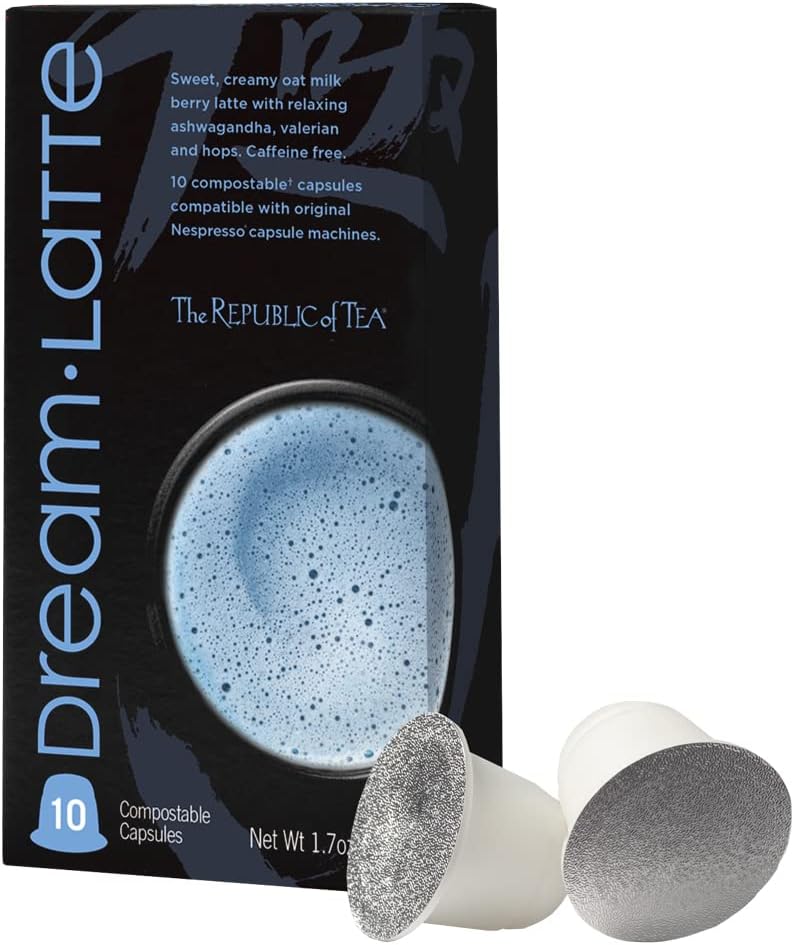 The Republic of Tea – Dream Latte Herbal Tea Latte Capsule-Compatible Recyclable Pods, 10 count, Caffeine Free