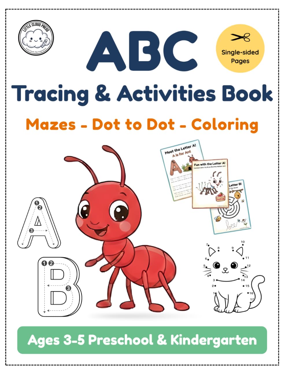 ABC Tracing & Activities Book: Fun Mazes, Dot to Dot, and Coloring Activities for Ages 3–5