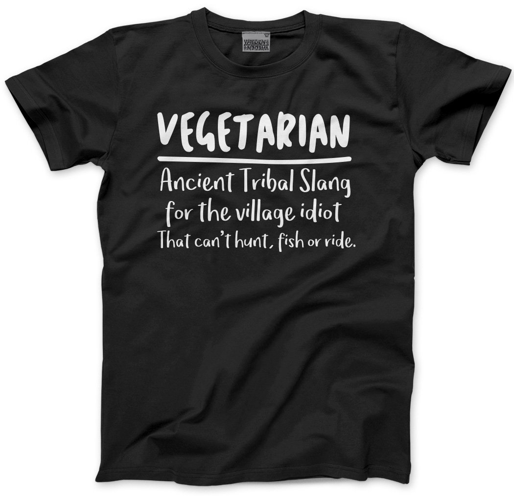 Hotscamp Men's Black Vegetarian Ancient Tribal Slang For The Village Idiot Unisex T-Shirt - Large