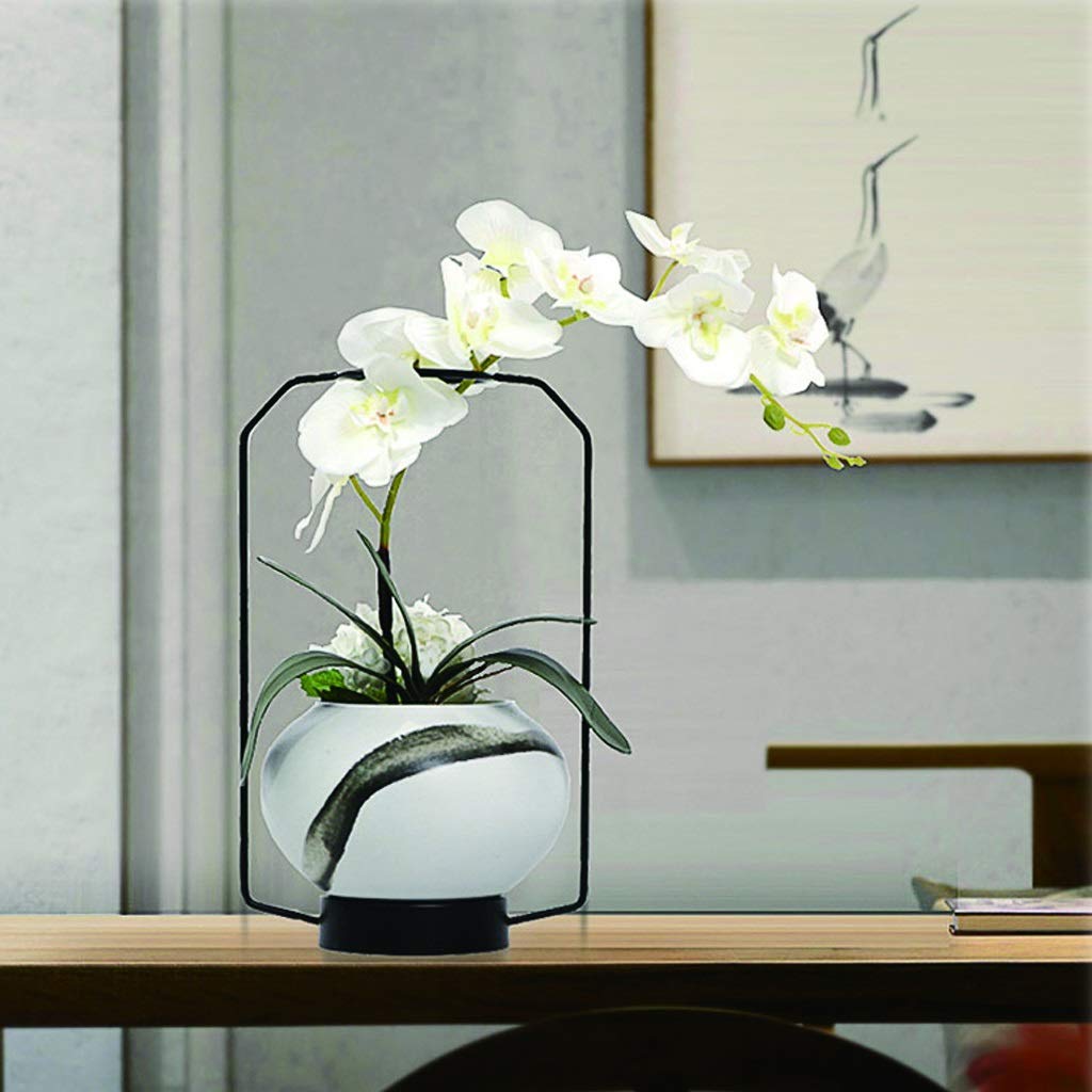Fiori Artificiali Phalaenopsis Artificiali con Composizione in Vaso Bonsai per casa Soggiorno Ufficio, Orchidea Bonsai Fiori Finti Fiori Finti