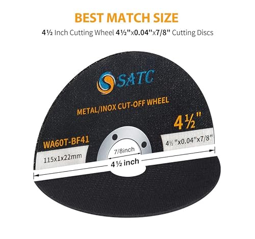 S Satc 403 4 1/2 Cut Off Wheel 50 Pcs Cutting Wheels 4.5 Inchx.040 Inchx7/8 Inch Angle Grinder Cutting Disc Ultra Thin Metal & Stainless Steel thumb #2