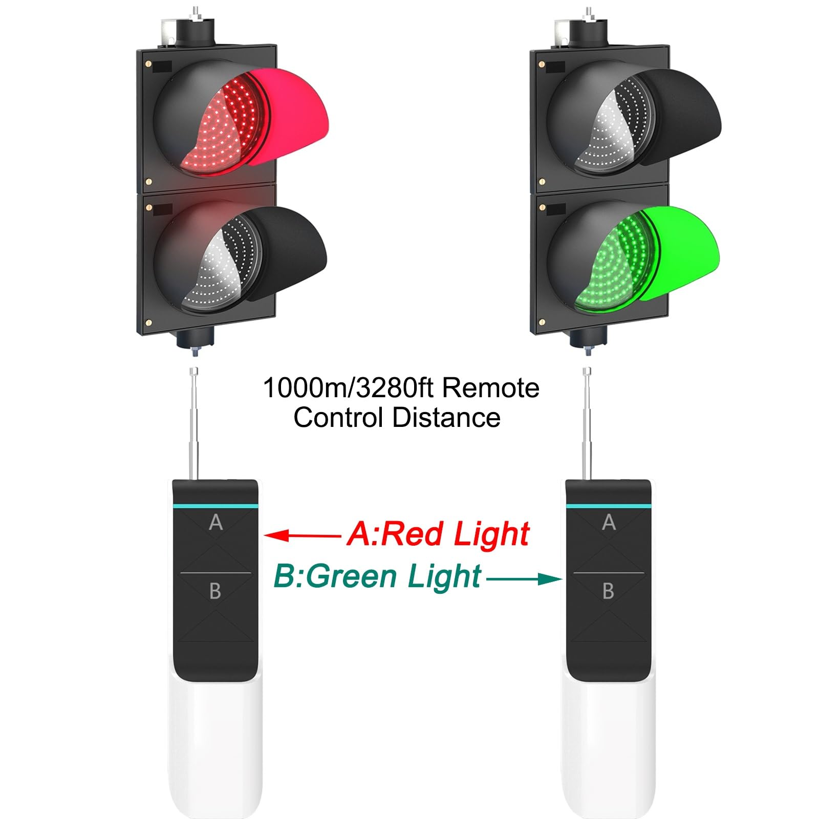 Kontroler Sygnalizacji Świetlnej, Czerwone/zielone Światło Stopu i Jazdy z Pilotem, Światło Stopu AC100-240V na Place Budowy, Imprezy lub Parkingi(20cm/8in)