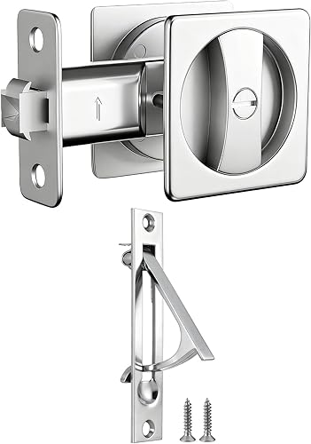 Miniatura 11 de Lethato Hardware de Puerta de Bolsillo Negro, Cerradura de Puerta de Bolsillo, Pestillo de Puerta de Bolsillo, Cerradura de Privacidad de Puerta