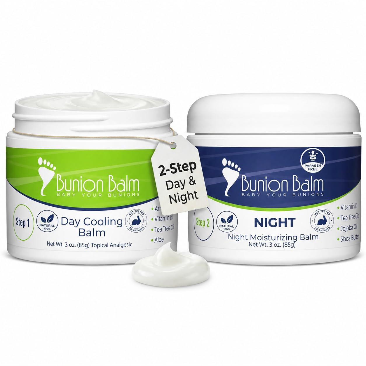 Bunion Balm Cream 2 Step Kit, Cooling Foot Care for Bunions, 3oz Jars