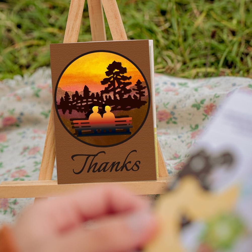 GLOBLELAND Sunset Couple Cutting Dies Metal Sundown Family Cutting Embossing Template Elderly Couple Cat Dog Die Cuts for Scrapbooking Card Making Crafts Paper Cards