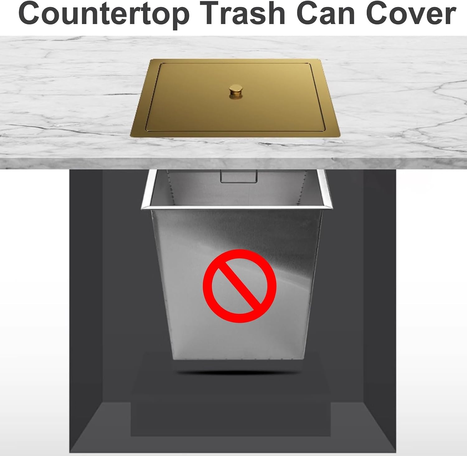 Countertop Trash Can Lid Only, Stainless Steel Bin Cover, Garbage Can Lid, Recessed Trash Can Cover(Silver,22x22cm/8.5x8.5in)