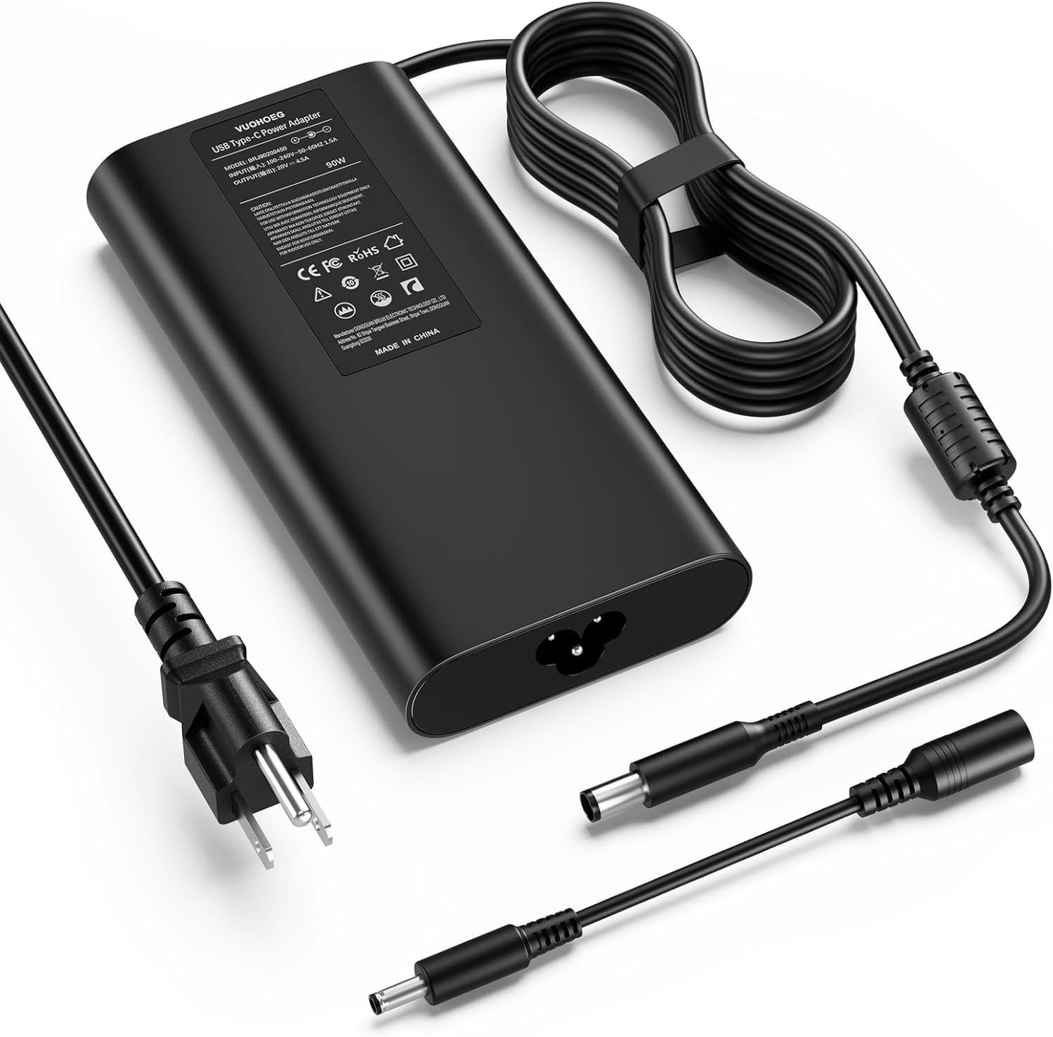 90W/65W AC Adapter Compatible with Dell Latitude 5400/7410; Inspiron 15; Vostro; XPS 13; OptiPlex Micro 9020 3050 3060 3070 3080 5050 5060 7010 7040 7060 7070 โ 19.5V 4.62A Power Supply (Non-USB-C)