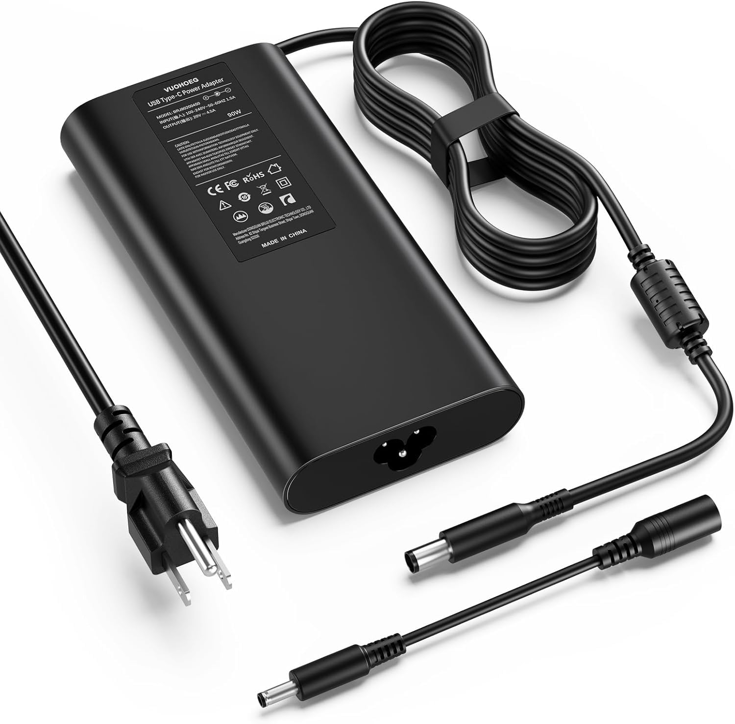 90W/65W AC Adapter Compatible with Dell Latitude 5400/7410; Inspiron 15; Vostro; XPS 13; OptiPlex Micro 9020 3050 3060 3070 3080 5050 5060 7010 7040 7060 7070 — 19.5V 4.62A Power Supply (Non-USB-C)