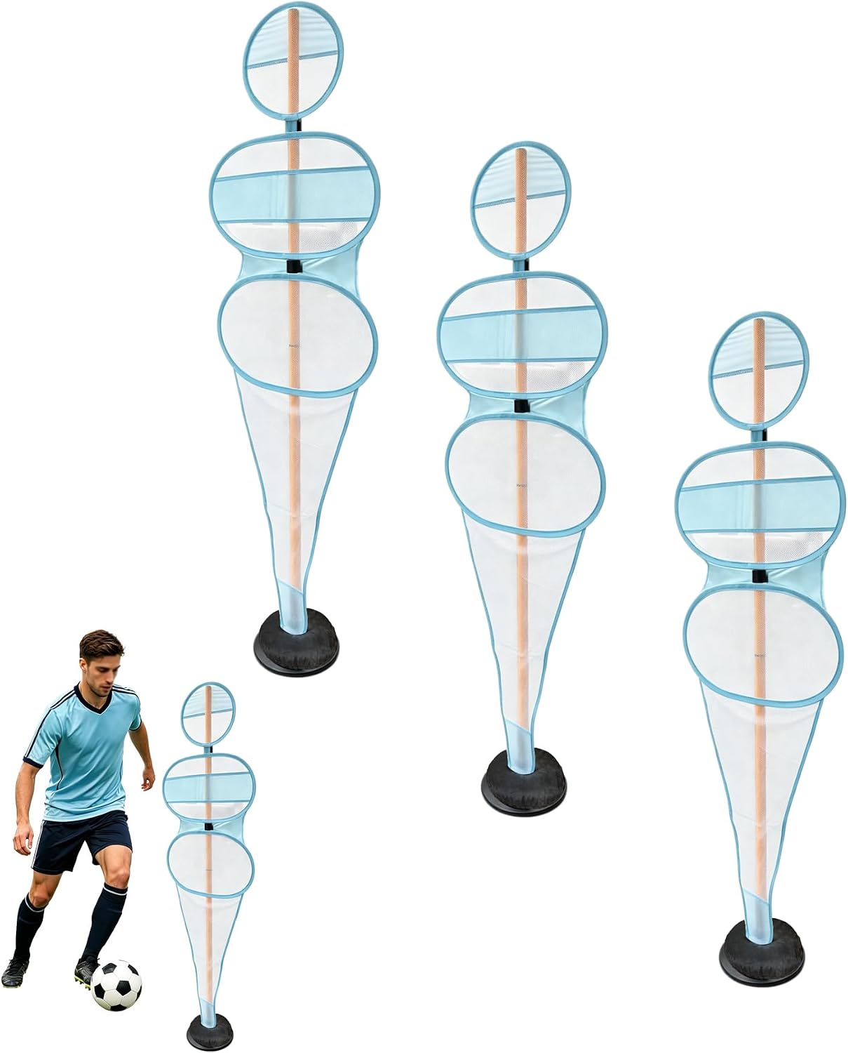 Football Dummy with Weighted Base Soccer Dribbling Mannequin Basketball Defender Dummy Training Poles for Solo Practice Team Drills Youth Adult Training Equipment
