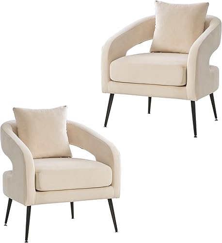 Miniatura 18 de Juego de 1 sofá biplaza pequeño y 2 sillas decorativas, juego de sofá y sillón de 3 piezas para sala de estar, moderno sofá de terciopelo con silla