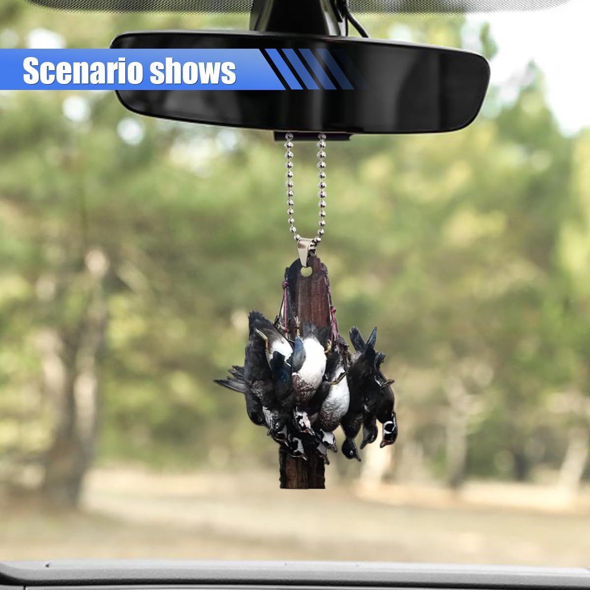 Car Rear View Mirror Pendant Acrylic Christmas Tree Hanging Ornament Animal 2D Flat Car Rear View Mirror Charm — view 3