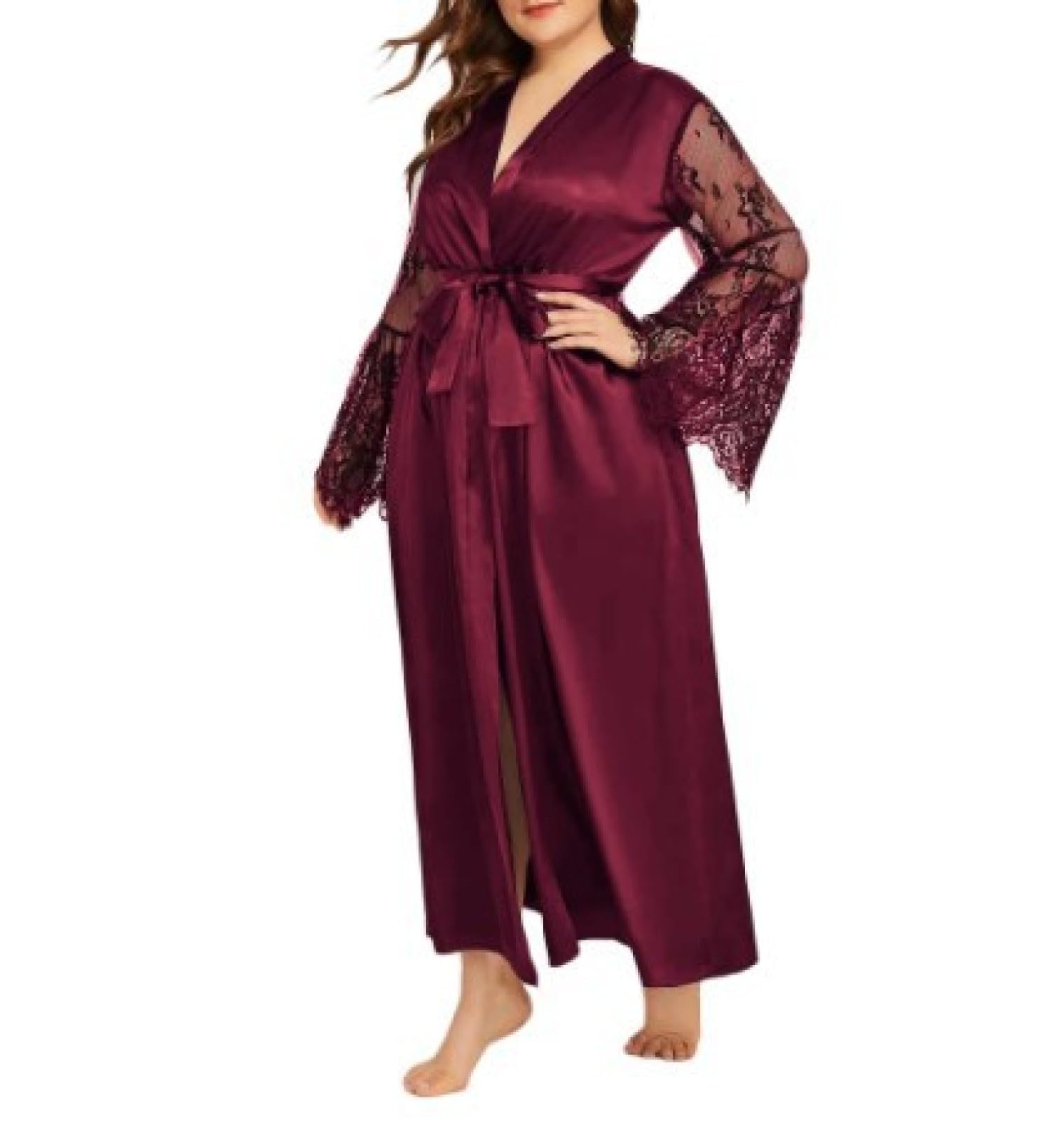 curvyVestaglia Sexy Rossa, Accappatoio, Lingerie Erotica, Camicia da Notte, Pigiama