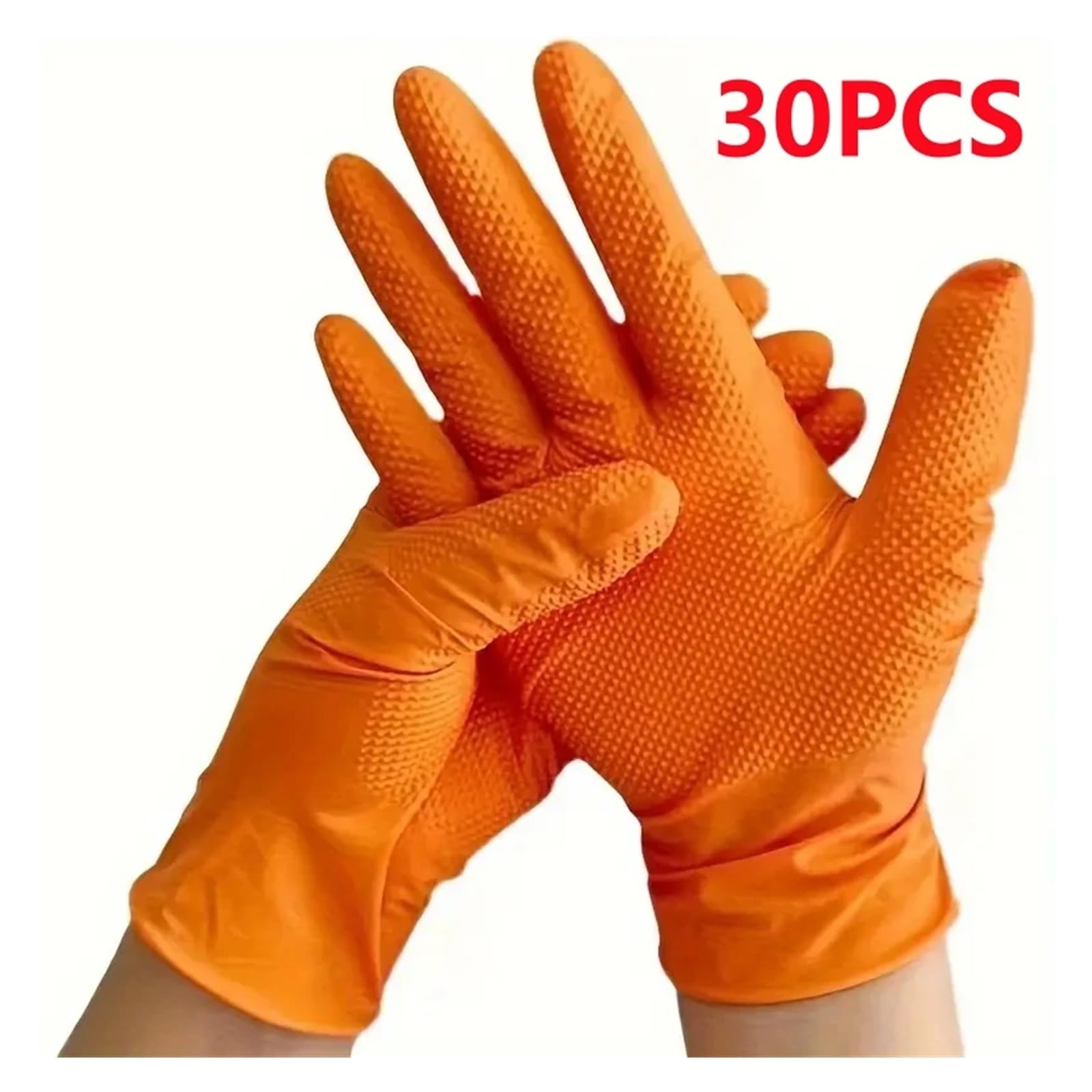50/30 Szt. Przemysłowe Pomarańczowe Rękawiczki Nitrylowe Jednorazowe O Grubości 8 Mil Tekstura Diamentowa Heavy Duty Tatuaż Mechanik Bezpieczeństwa(Diamond Orange 30PCS,M)