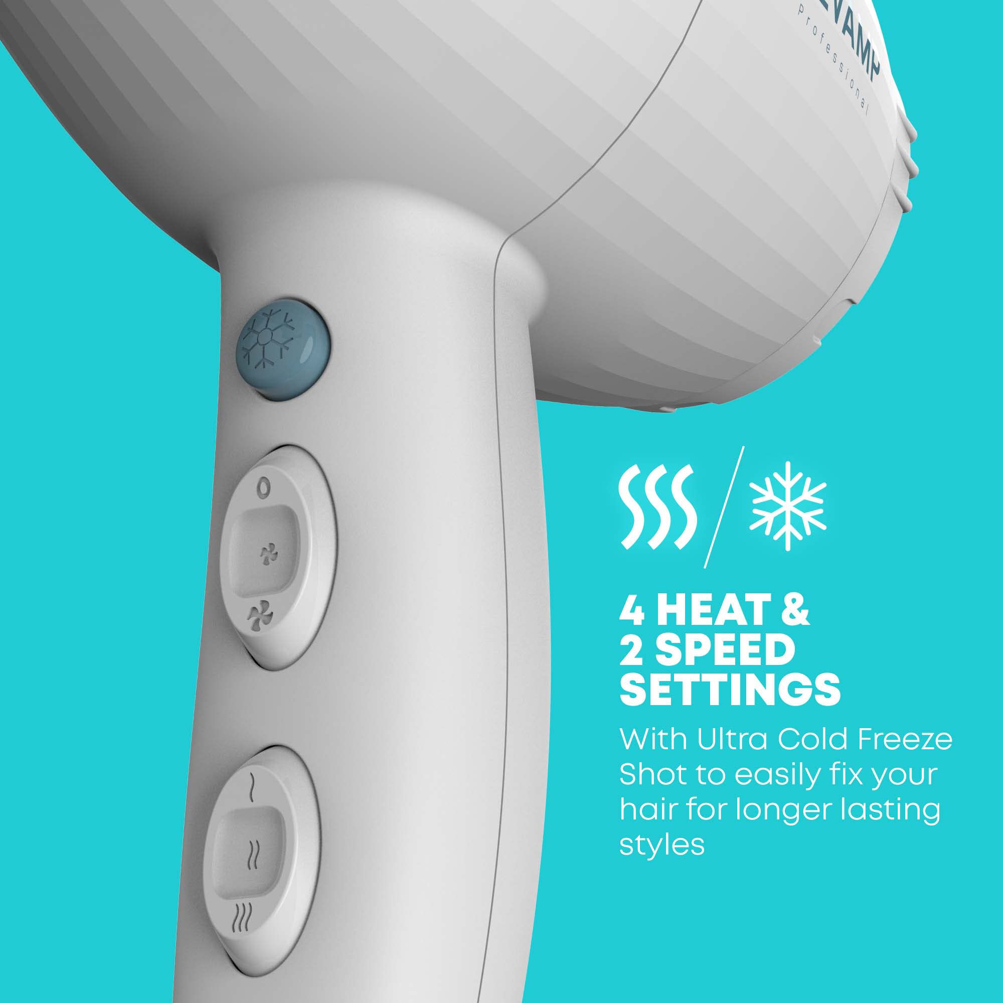 REVAMP Progloss 3850 Featherlite UltraXShine secador de pelo - Potente flujo de aire (161 km3/h), 2300W para un secado más rápido y un cabello menos encrespado y más suave - Blanco Exclusivo Amazon