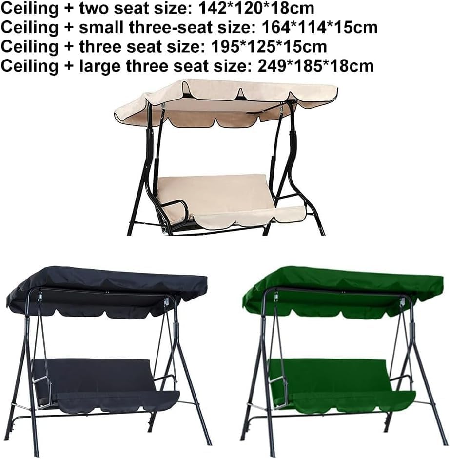 Waterproof Oxford Cloth Swing Canopy Replacement - Durable Sun Shade Awning for Garden & Patio Swings, Uv-Resistant Cover for Outdoor Swing Seats Dark Green Two-Seater
