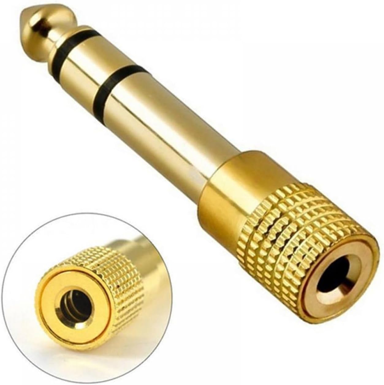 Gold 6.5mm 1/4" Male Plug to 3.5mm 1/8" Female Jack