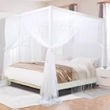tupi Canopy Bed Curtain for King/Queen Size Bed, Bed Canopy for 4 Poster Canopy Bed/Hanging from Ceiling, Elegant White Canopy Curtain with 4 Openings,Ultra Ripstop Polyester