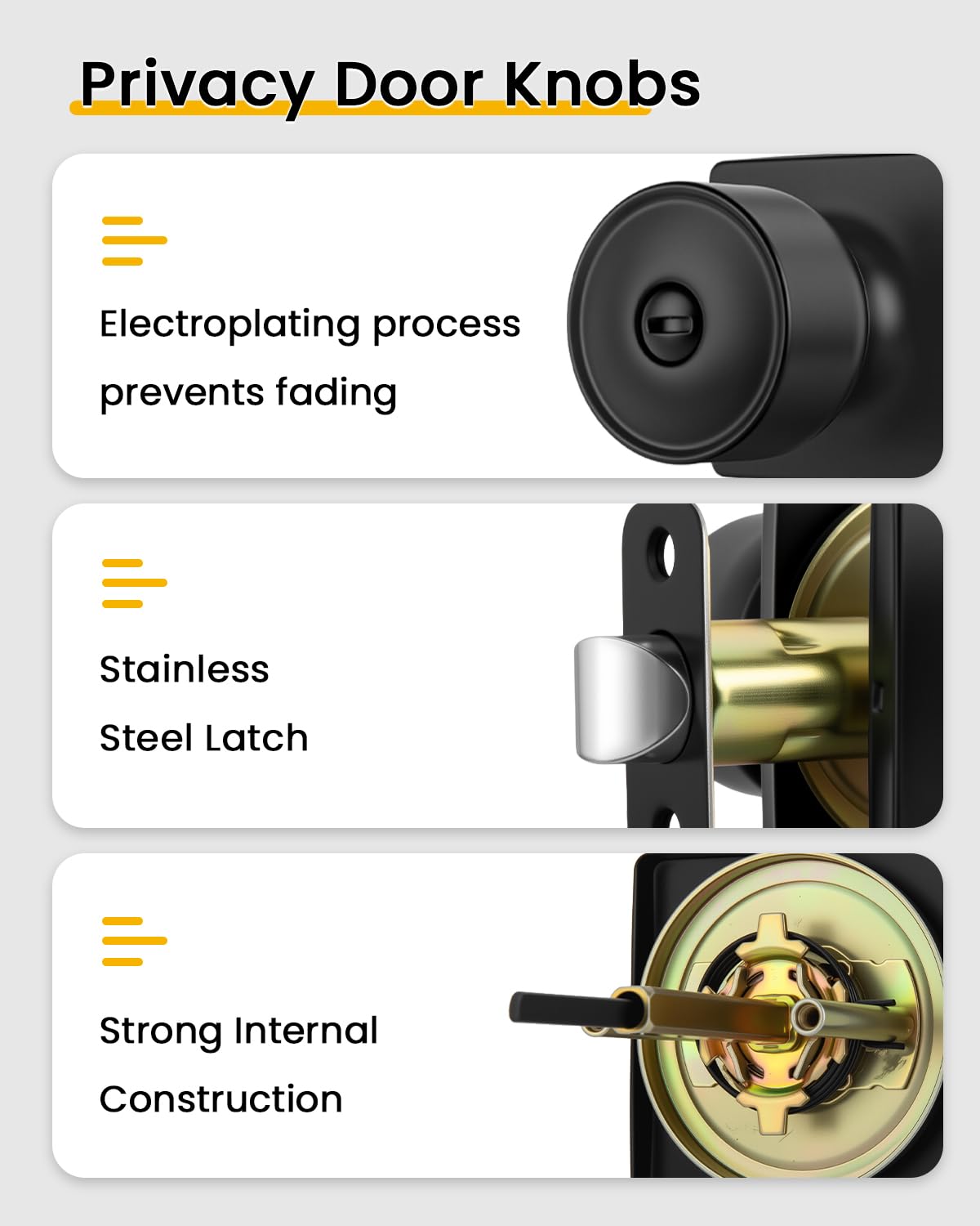 Goldenwarm Matte Black Door Knobs - 10 Pack -9