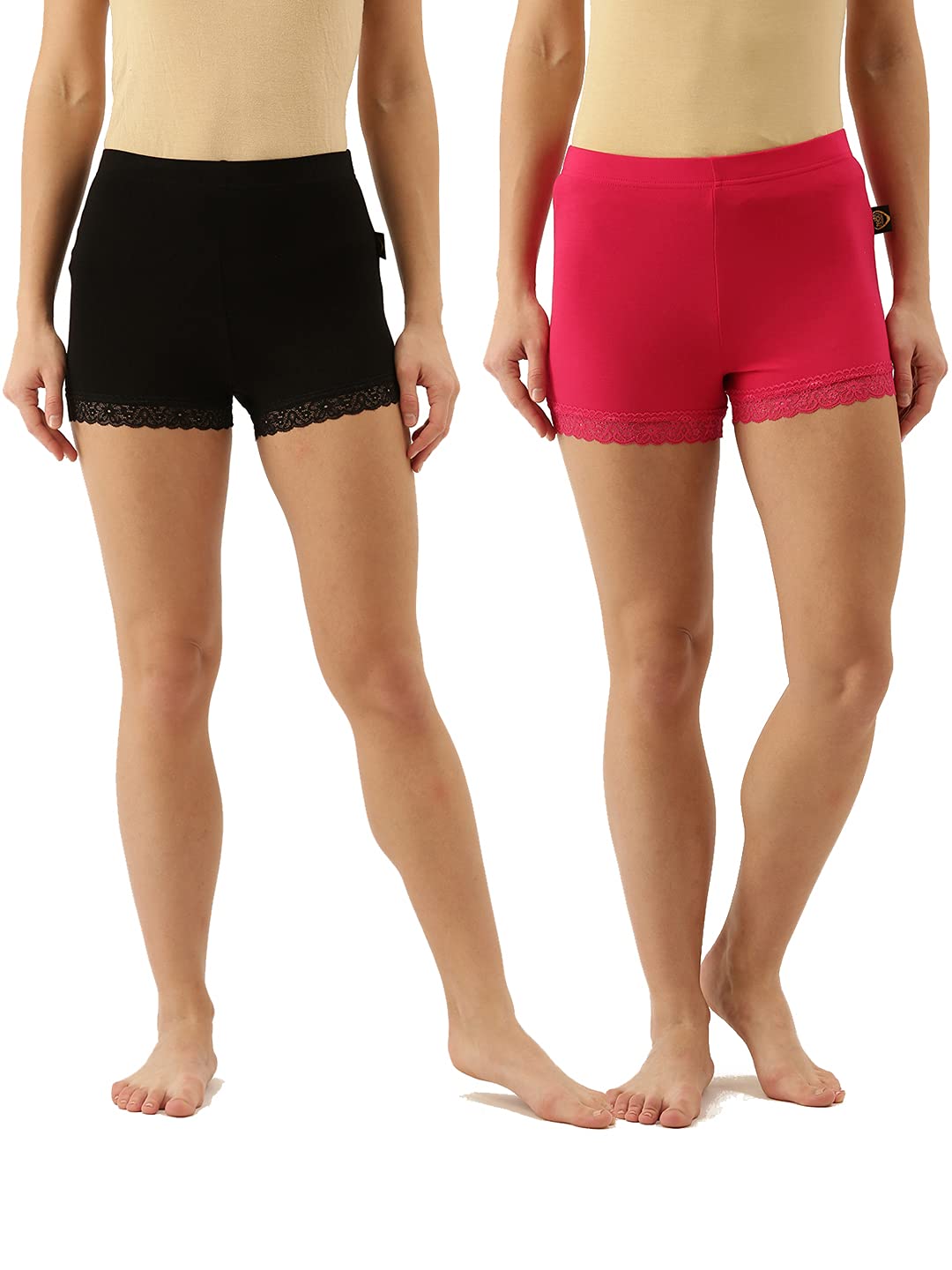 zebu Women's lace Embelished Tights Shorts (Pack of 2)-picture-49