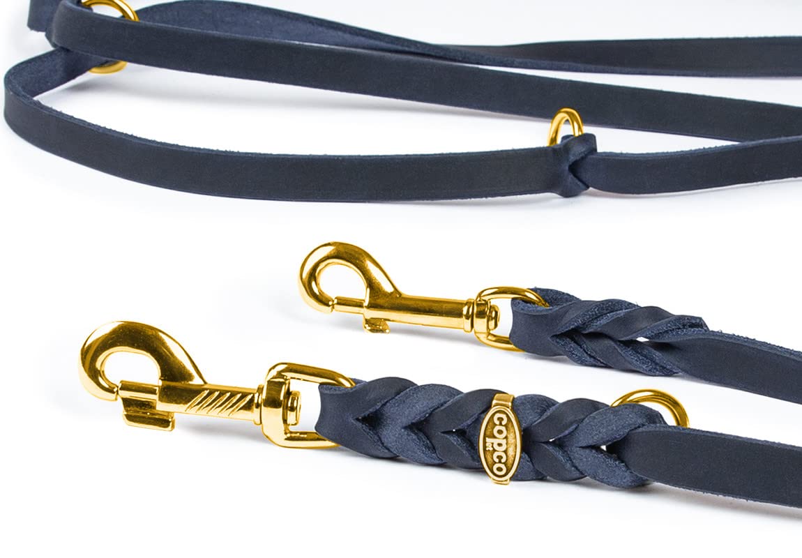 Correa Calidad Durabilidad Correa Para Perros CopcoPet - Piel Engrasada Trenzada - 3 Posiciones - Mosquetón Latón Accesorio Mascota Resistente