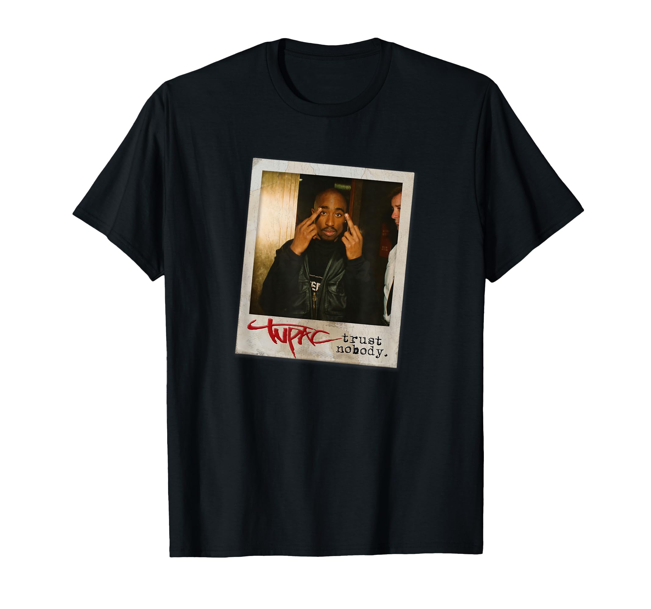 Trust Nobody Photo T-Shirt, Unisex-Adult, Black, Small, Short Sleeve, Cotton 50% Polyester 50%