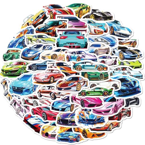 Ungnu YS-Y20240314-CF7 50Pcs Sports Car Stickers Sporty Racing Car Waterproof Vinyl Decals For Adult Teen Kids Cup Water Bottles Laptop Luggage Computer Mobile Phone Guitar Skateboard Decoration thumb #1