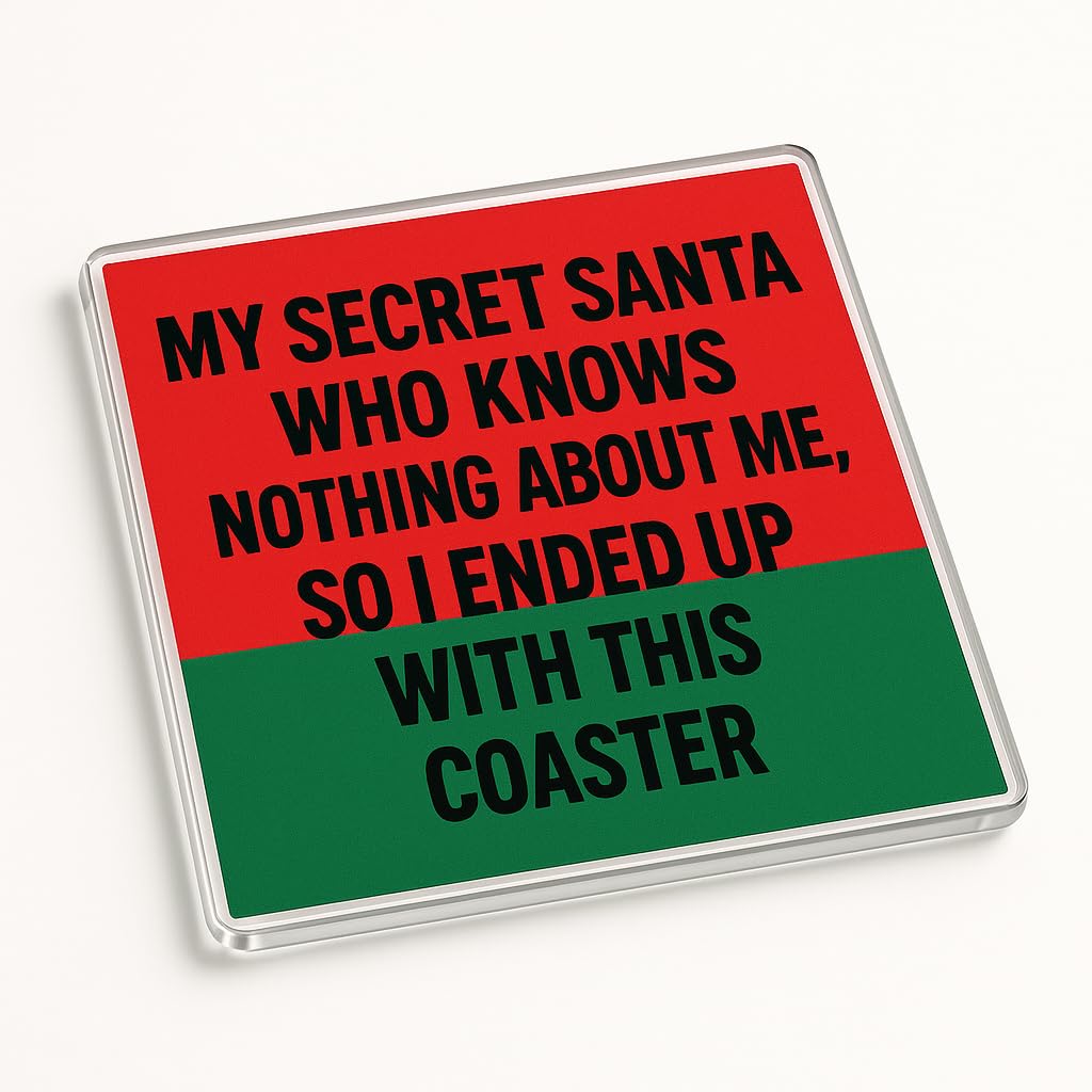 The Plum Penguin Awkward Cheer Acrylic Coaster Gift With Humorous Secret Santa Design - For Work Colleague