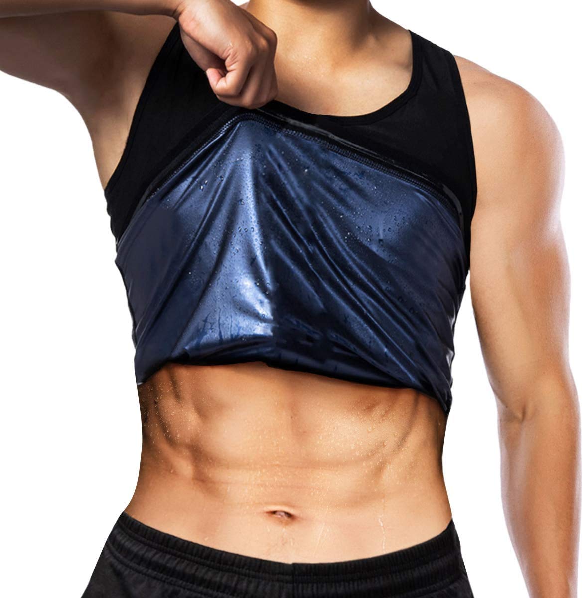 Men Sauna Sweat Zipper Vest for Weight Loss Hot Neoprene Corset Waist Trainer Body Top Shapewear Slimming Shirt Workout Suit