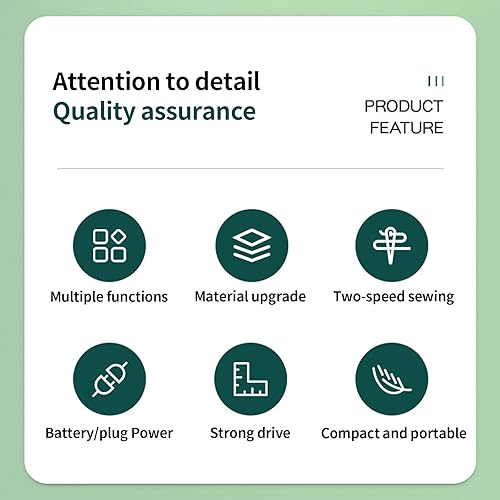 Miniatura 7 de Máquina de coser para principiantes, mini portátil eléctrica, 12 patrones de puntada integrados, pequeña máquina de coser con doble velocidad,