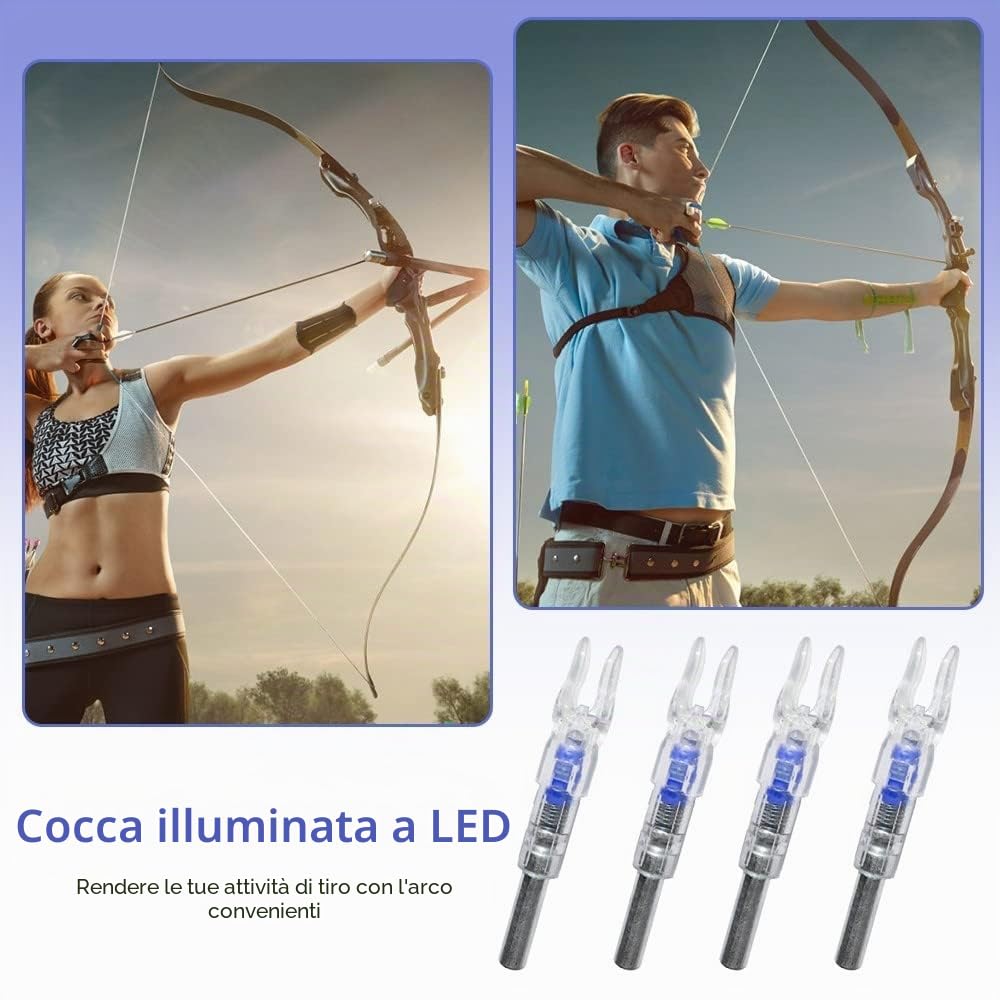 DONGKER Tiro L'Arco Arco Cocca,10 Pezzi Cocche Illuminata Automaticamente per Aste di Frecce da 6.2 mm di Diametro per Caccia Tiro