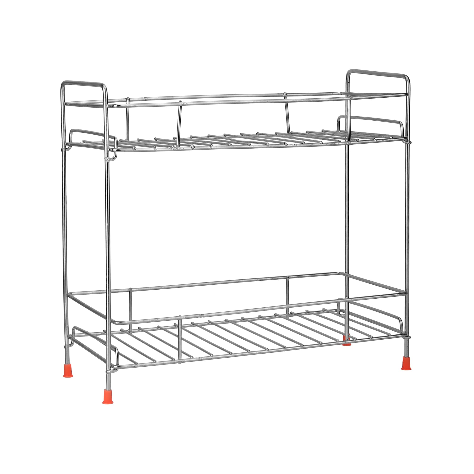 Zepdos Stainless Steel 2-Tier Kitchen Rack and Organizer Spice Rack for Kitchen, Spice Rack and Container Organizer Counter top Pantry Stand, Spices Jar Holder Cup Glass, Dish Rack, 2 Layer Rack