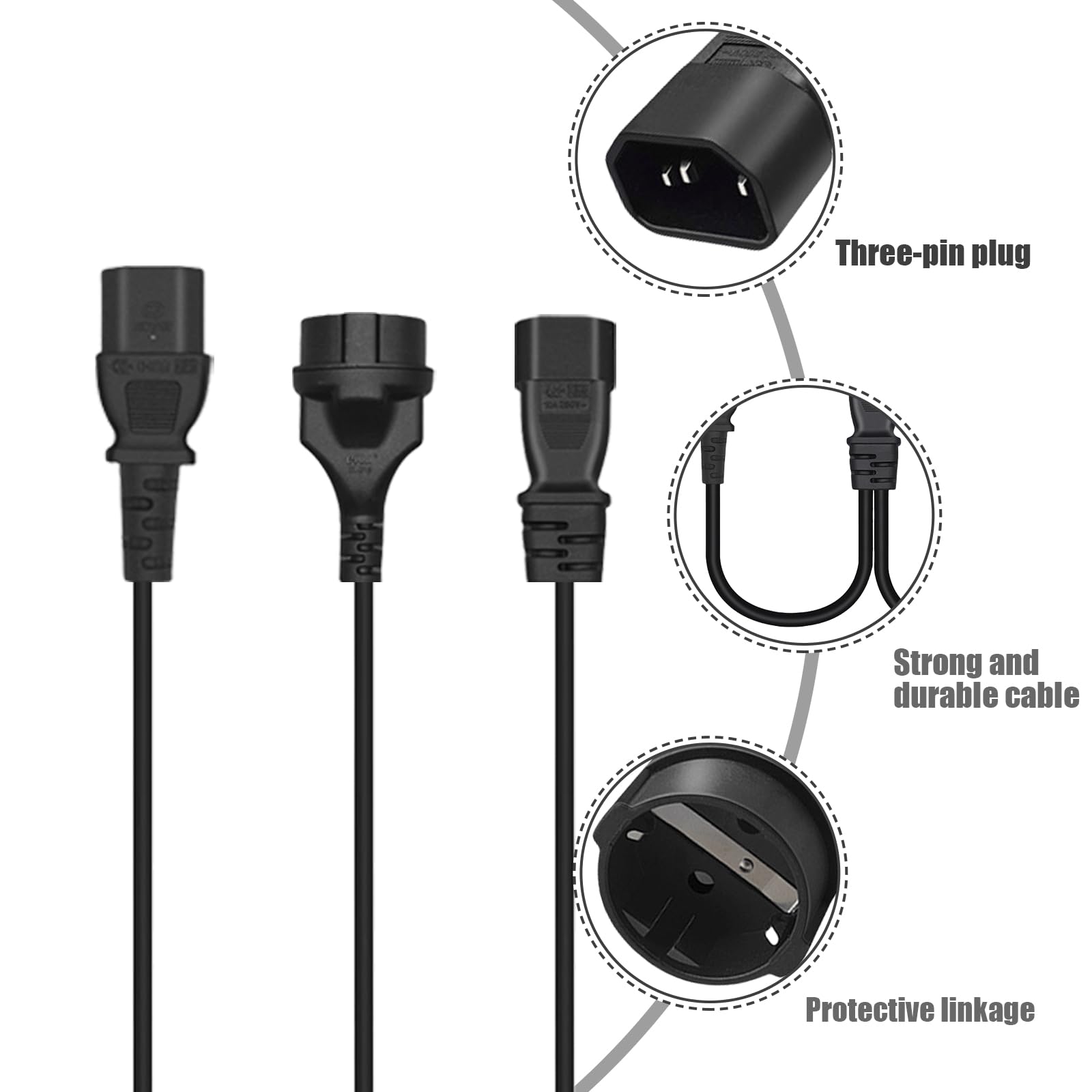 TOUISEDGI Cavo Di Alimentazione, IEC 320 C14 A 3 X C13 - Foto 2