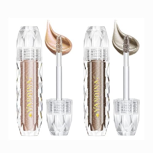 2 palos de sombra de ojos con brillo líquido color marrón impermeable de secado rápido transparente líquido crema líquida purpurina delineador de