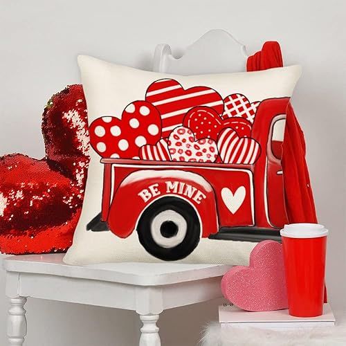 Miniatura 5 de Funda de almohada roja para el día de San Valentín de 20 x 20 pulgadas, diseño de lunares, para decoración de temporada, fundas de almohada con