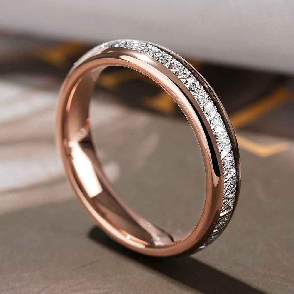 THREE KEYS JEWELRY 4mm 6mm 8mm Tungsten Wedding Ring Imitated Meteorite Silver Polished Band - Image 2