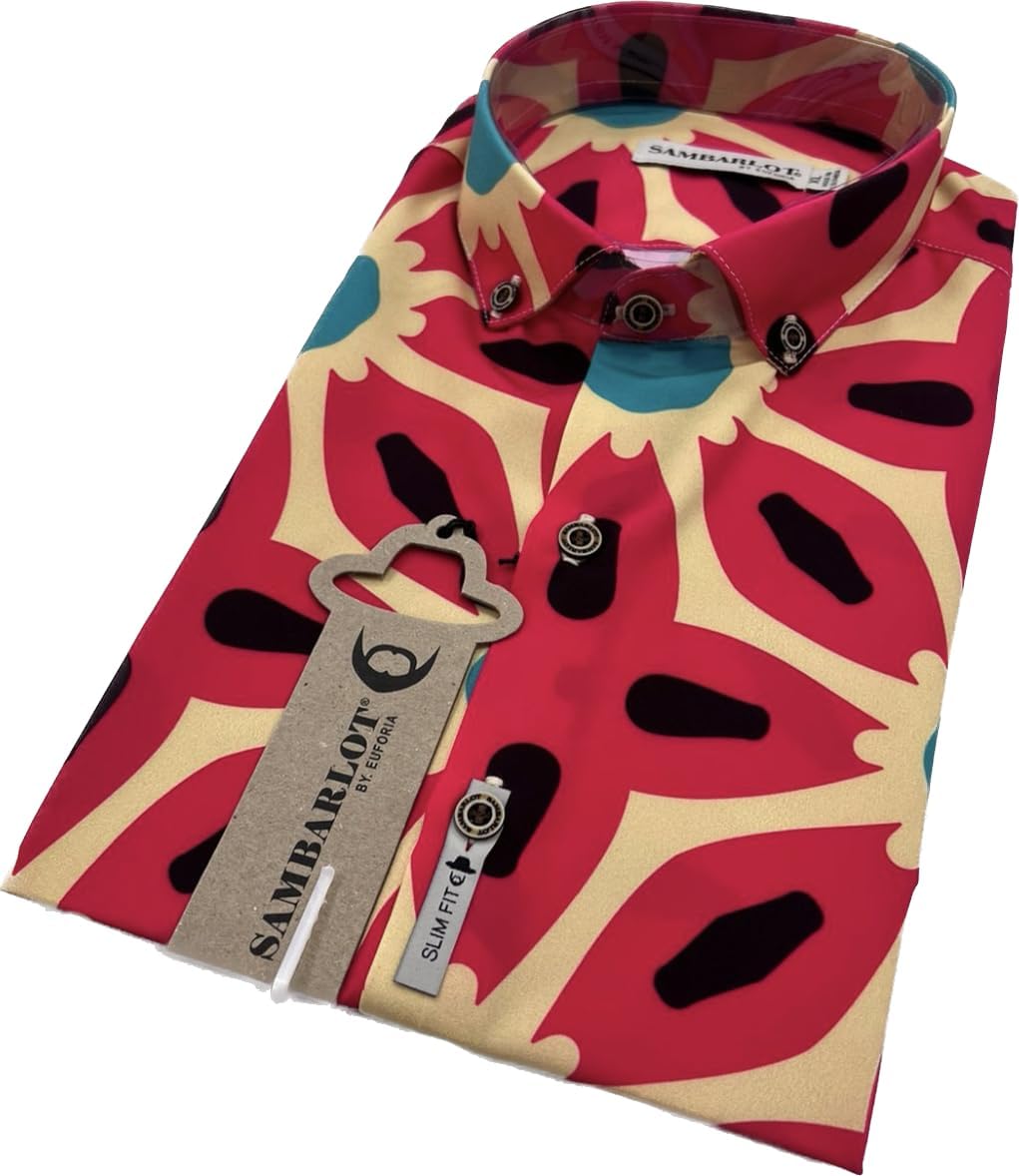 SAMBARLOT BY. EUFORIA Men's Button Down Shirt (Short Sleeve)