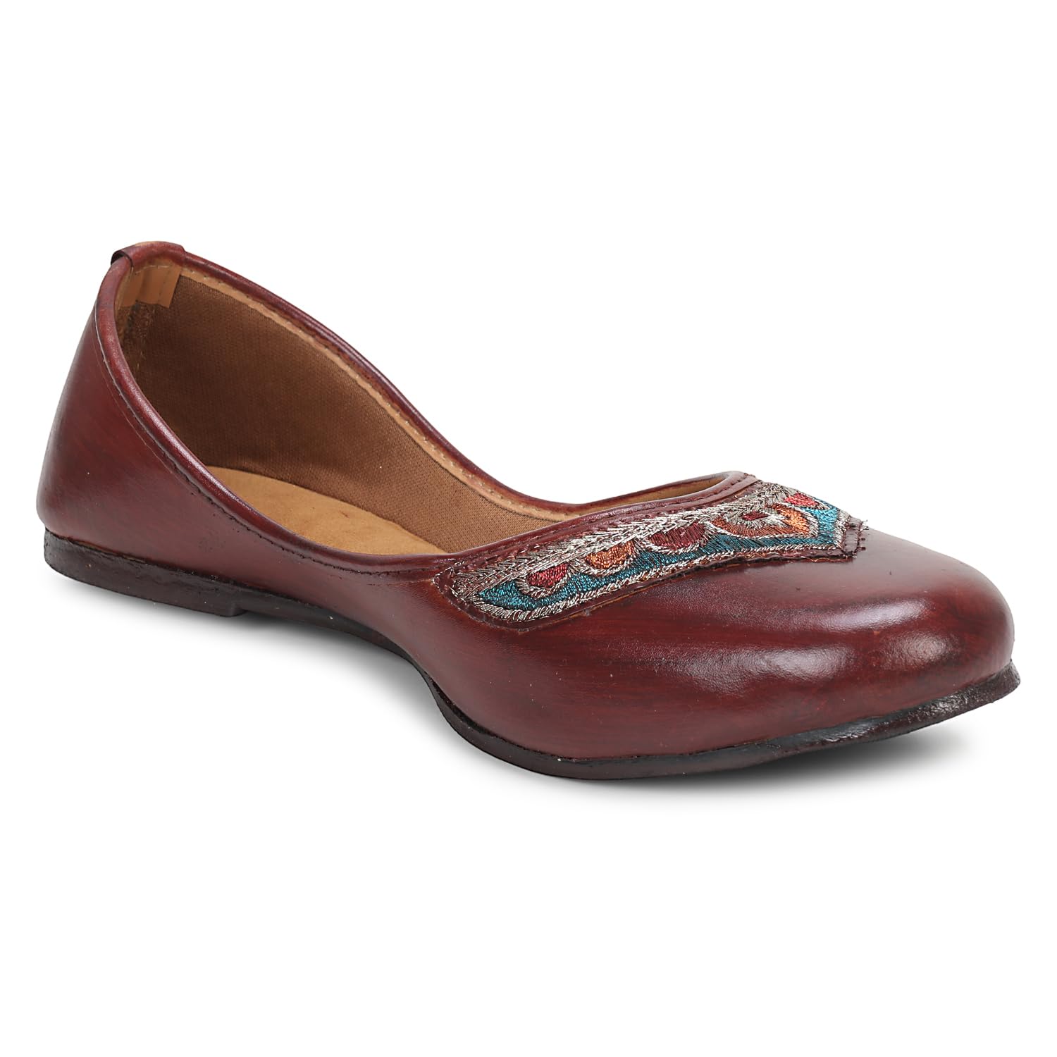 try feet Women’s Traditional Embroidered Jutti, Brown,-picture-23