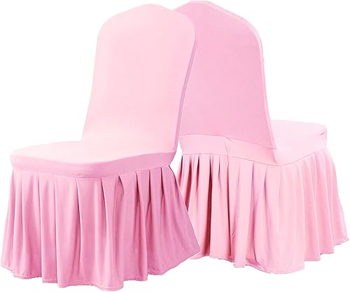 Miniatura 10 de Dimatic Juego de 6 fundas para sillas de comedor, fundas elásticas Parsons con falda, de elastano súper ajuste, funda protectora de asiento para