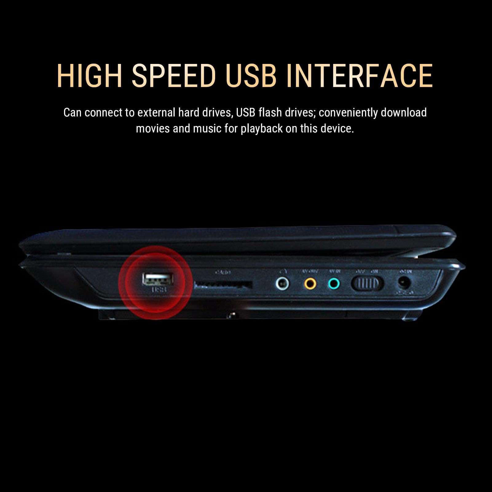 Jectse Lecteur DVD Portable de 9,8 Pouces avec télécommande, écran pivotant, Deux Haut-parleurs, Prise en Charge de l'entrée USB, de la Sortie AV et de Plusieurs (Prise UE)