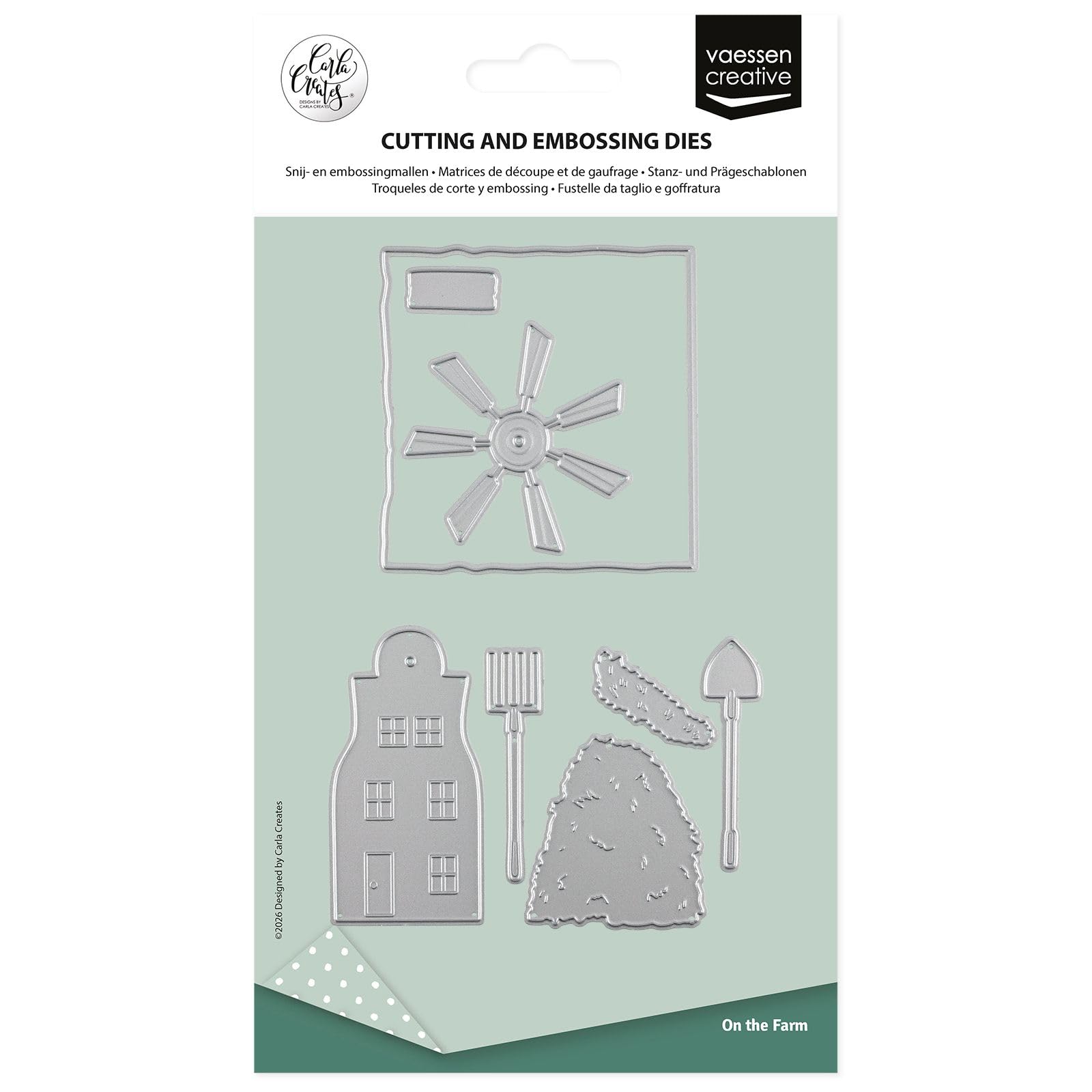 Vaessen Creative Cutting and Embossing Dies Set - Farm - 8 Metal Craft Dies - Card Making Supplies for Scrapbooking & Papercrafts