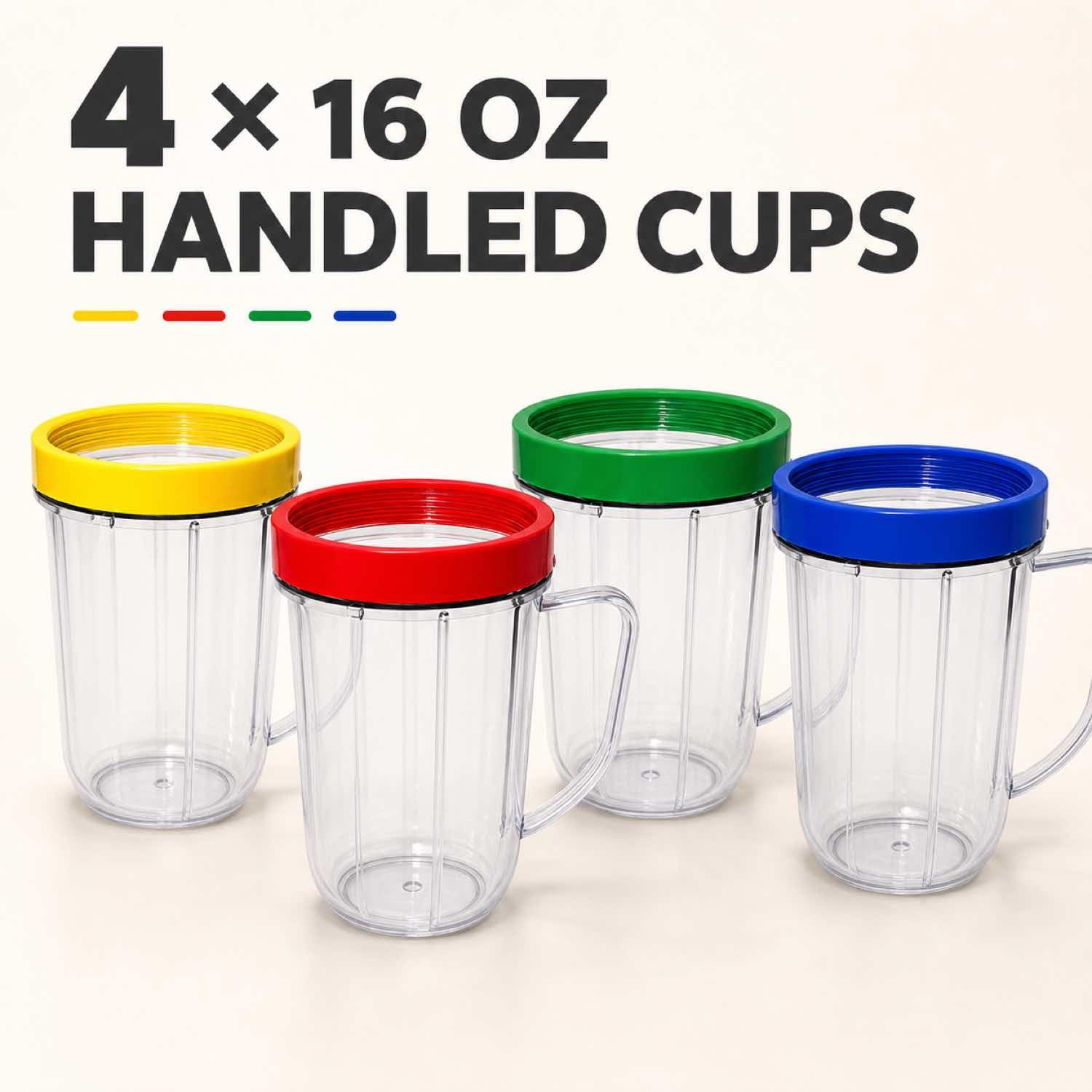 Kubki na imprezę 45 ml kubki z kolorowymi pierścieniami do ust, pasują do oryginalnych magicznych pocisków blender sokowirówka 250 W MB1001 4 szt
