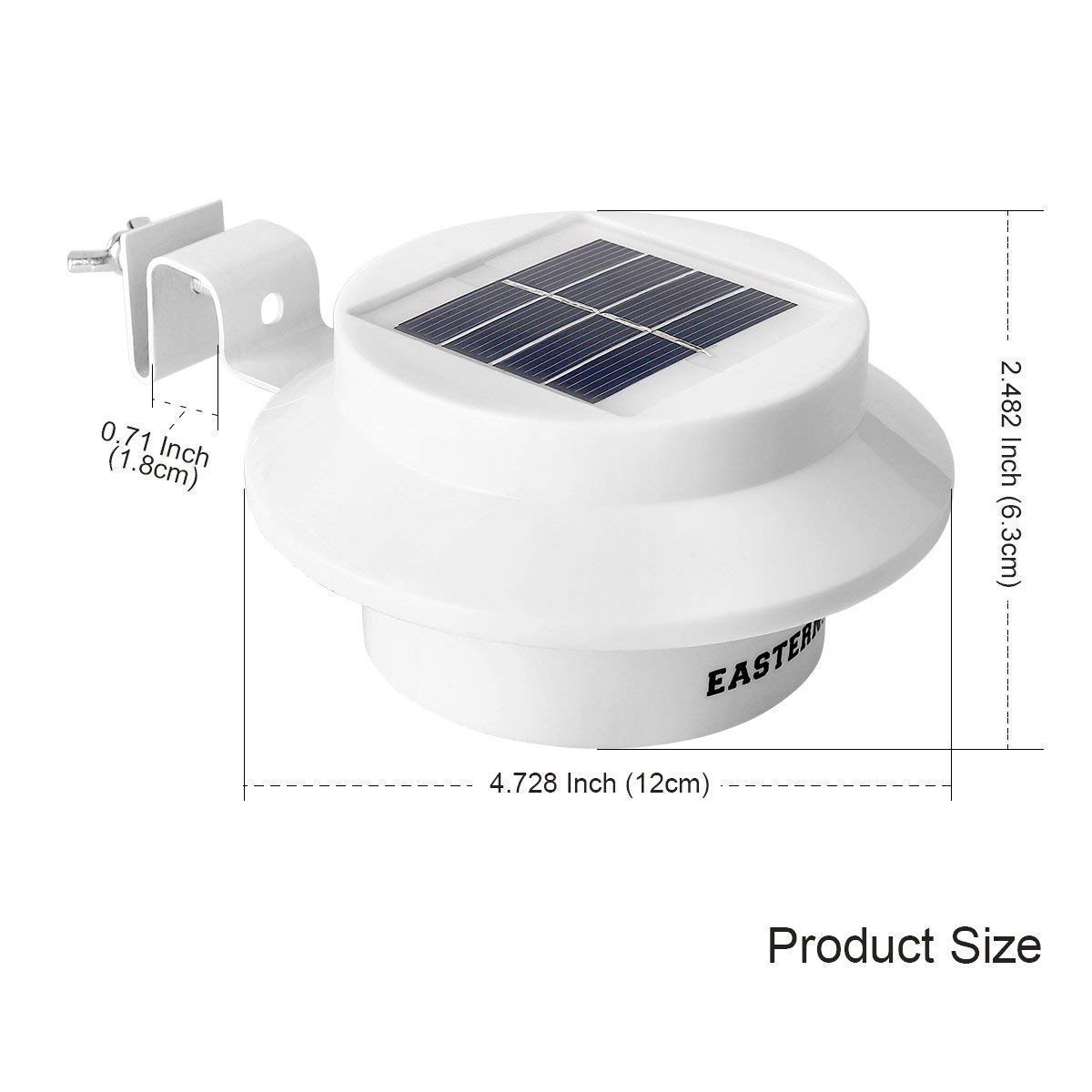Easternstar Zewnętrzne solarne lampy rynnowe, 3 diody LED, zasilane energią słoneczną, wodoodporna lampa bezpieczeństwa na okapy, podjazd, ogrodzenie ogrodowe, dach (6 sztuk)