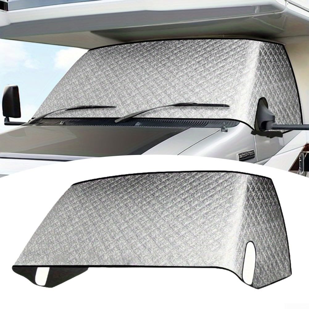 HpLive Couverture de pare-brise thermique pour Ford 1997-2020 camping-car Isolation de pare-brise 207 x 157 x 74 cm Argent